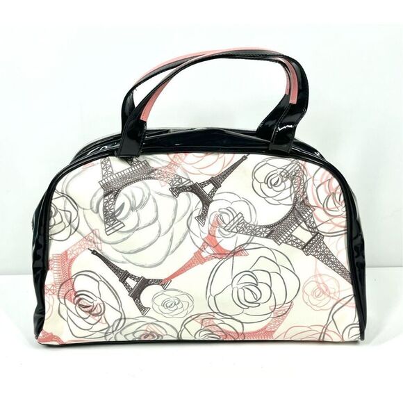 Lancome Handbags - Lancôme Floral Eiffel Tower Paris Makeup Carrying Case Double Zip Around Handle